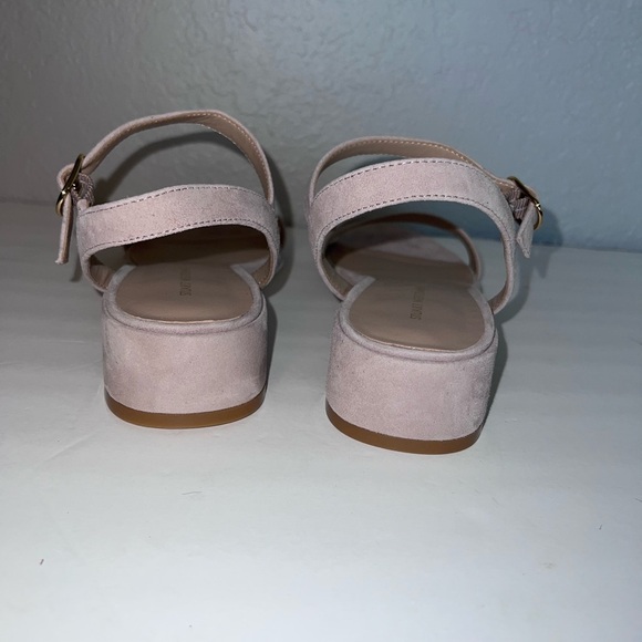 Stuart Weitzman Dancer 35 Raffia Block Sandals Pink Suede - Picture 9 of 12